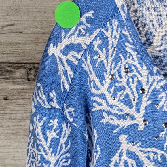 Casey Key* Women's 3/4 Sleeve V-Neck Curved Hem Sequin Pullover Blouse~ Size PXL - Picture 11 of 11